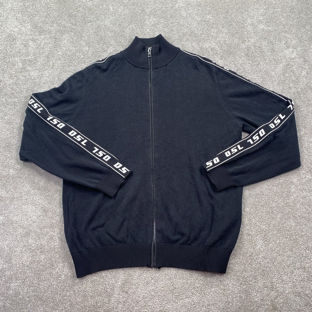 Diesel DSL 750 K-ker-a Full Zip Cardigan Sweater Mock Neck Men's Size L Black